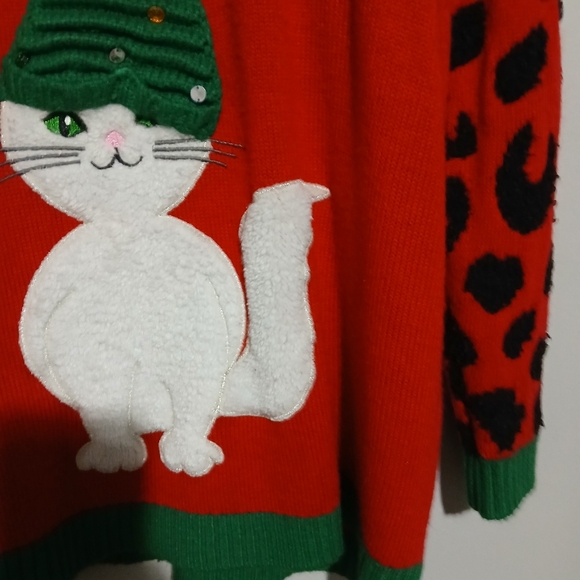 Festive Red Cat Sweater. Size XL - Picture 4 of 8